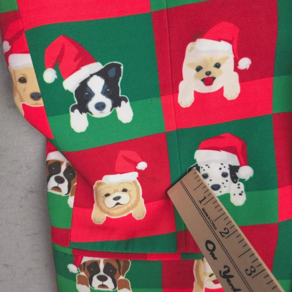 Shinesty Mens Holiday Dog Blazer Red Green Christmas Santa Hat Jacket Size 36‎